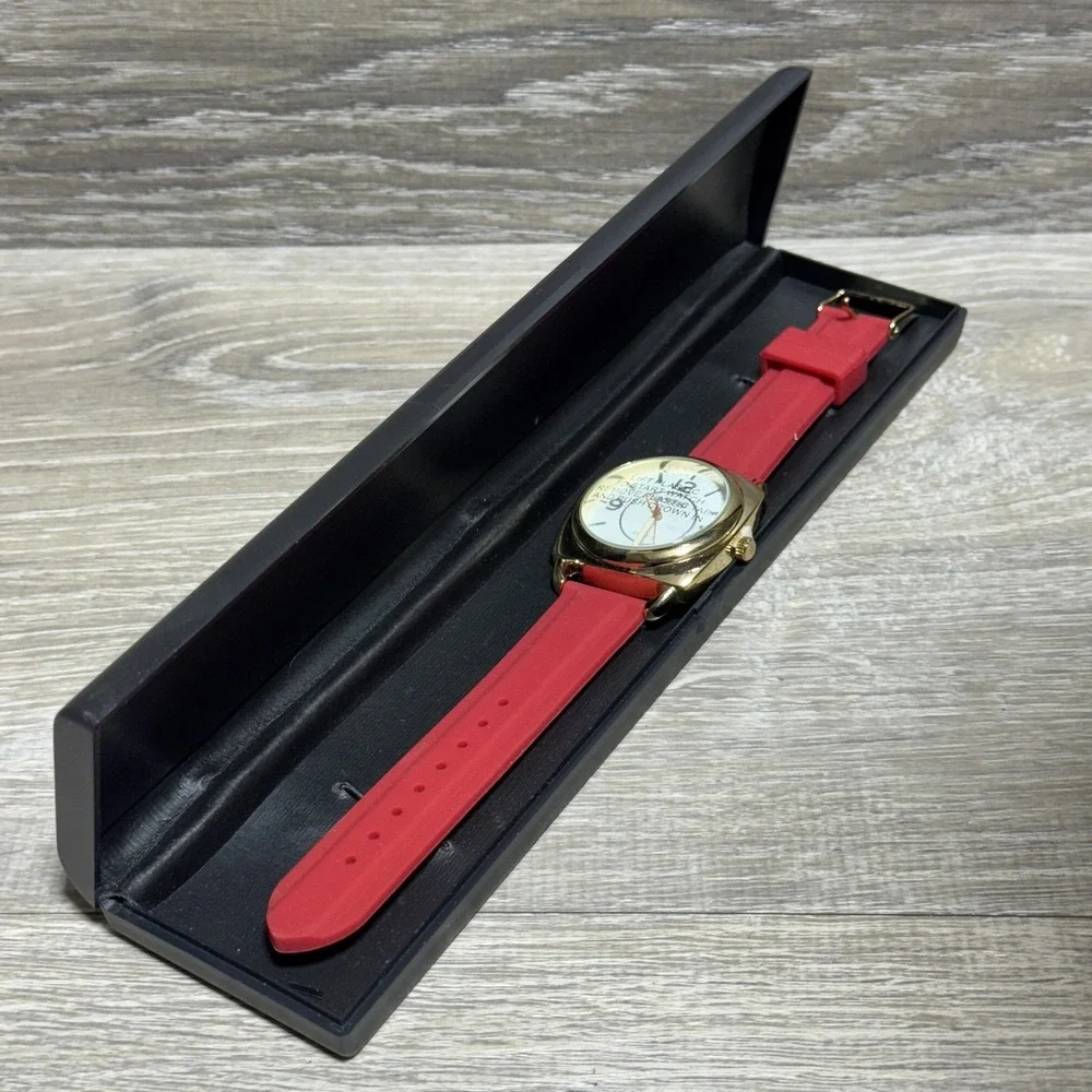 Gossip Watch Womens Red‎ Silicone Band Gold Tone Quartz Japan Movt GSP888C Box